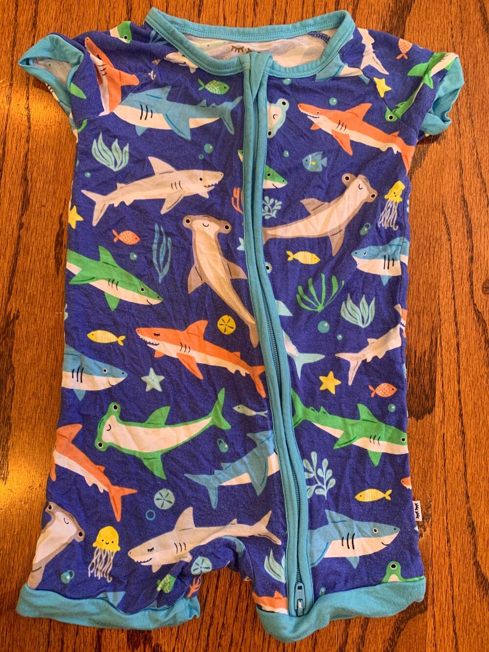 Little Sleepies Rad Reed Sharks Zippy Onesie Pajamas | 6-12 months